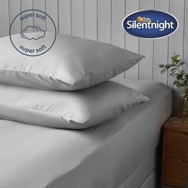 Silentnight Supersoft Dove Grey Pillowcase Pair Easy Care Soft Snuggly Plain Pillow Cases Ideal with Duvet Cover Quilt Bedding Set Machine Washable Pillows Covers - Standard Size (74cm x 48cm)