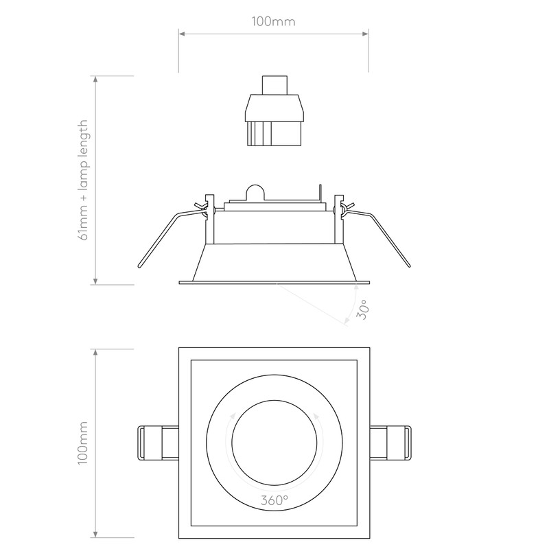Astro Minima Slimline Square Adjustable Fire-Rated Indoor Downlight (Matt White),