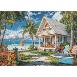 Jigsaw Puzzles for Adults 500 Pieces - Seaside Cottage, Beach House Puzzle, Home Decor Birthday Party Gift Toy for Adults Kids Seniors