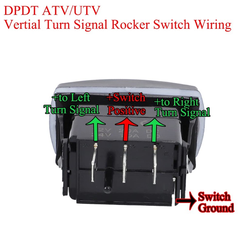 Foruly Turn Signal Rocker Switch Green LED On On/Off/On 4
