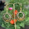handmade Repousse Lotus Brass Earring Hypoallergenic Bohemian Handmade Nepal ER41
