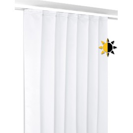 BEAUTEX Opaque Blackout Curtain with Ruffle Tape U-Band, Darkening, Choice of Sizes and Colours, Width 140 cm, Height 175 cm, White