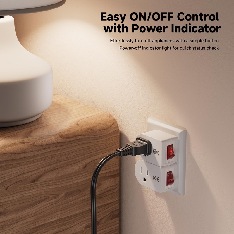 Cable Matters [ETL Listed] 3-Pack Grounded Outlet Switch with On