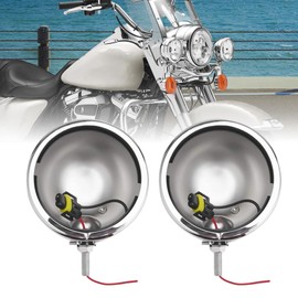 vosicky 11,4 cm Vivienda Soporte cubeta De Anillo Para Niebla Pasando lámpara de luz motocicleta Harley Touring Electra, Cromado