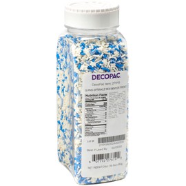 DECOPAC Winter Frost Mix Quins, 24oz, Fancy Sprinkles In Snowflake and Icicle Shapes, Candy Sprinkles in Handheld Container, Edible Sprinkles For Celebration Cakes, Cupcakes, Cookies
