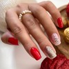 Christmas Press on Nails Medium Square Winter Fake Nails Red