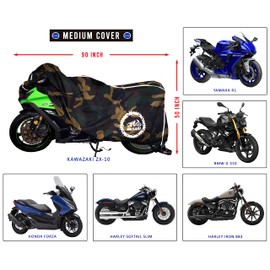 Nuzari Heavy Duty Motorcycle Cover - Outdoor Bike Storage Motorcycle Covers - Motorcycle Cover Waterproof Outdoor - Dirt Bike Covers (Camouflage, Medium)
