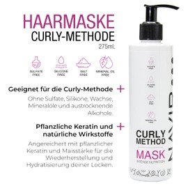 NAVIR Professional | Haarmaske ohne Sulfate, Parabene, Silikone oder Salze. Geeignet für die Curly-Methode, mit natürlichen Inhaltsstoffen - 275ml