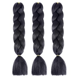 BALINGHAIR Braiding Hair Extensions Black Kanekalon Braids Hair Hot Water Setting (1B-3Packs)