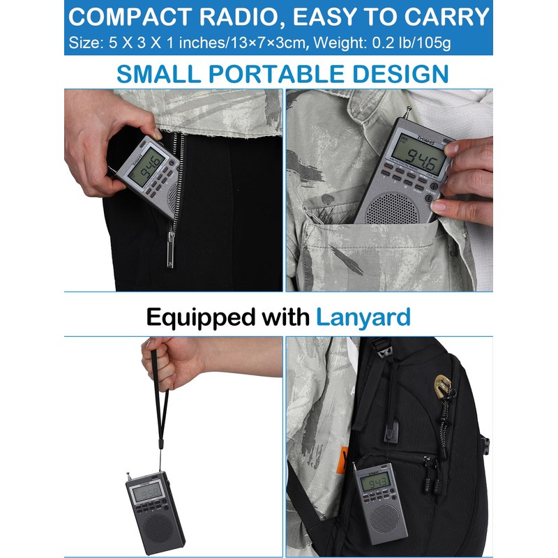 ZHIWHIS Portable Radio, AM FM Stereo Receiver, DSP Small Pocket