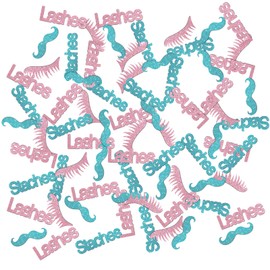 INNORU Staches or Lashes Confetti Glitter, Baby Shower Table Confetti, Gender Reveal Paper Scatter, Boy or Girl Table Decorations Confetti, 120pcs