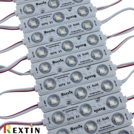 REXTiN Super Bright 200pcs 3 LED Module Green 5050 SMD 66-72LM Each Module Waterproof Decorative Light for Letter Sign Advertising Signs with Tape Adhesive Backside