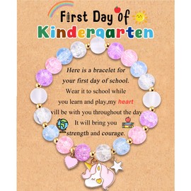 Leyung First Day of Kindergarten Bracelet for Boys, Unicorn Anxiety Bracelet, Back to School Stuff, First Day of Kindergarten Gifts for Girls Daughter Granddaughter Niece