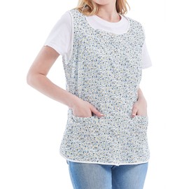 Nanxson Women Cobbler Apron with 2 Patch Pockets, Cotton Printed Bib, Smock with Buttons for Work Chef kitchen CF3177 Blueflower XXL