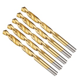 METALLIXITY 7.938mm Drill Bit (5/16") 5Pcs, 4241 High-Speed Steel Straight Shank Titanium Nitride (TiN) Coated 118° for Wood Plastic Iron Copper Aluminum Low Soft Metal
