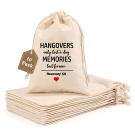 WOW PARTY Bachelorette Party Favor Bags, Wedding Survival Recovery Kit Bags, Drawstring Hangover Kit Bags 5 x 7 Inch, Set of 10 hangovers only last a day 2