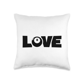 Billiards Pool Snooker Table Set Accessories Gifts Love Snooker Balls Pool Player Billiards Throw Pillow, 16x16, Multicolor