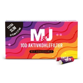 Mari & Juan 100 Activated Carbon Filters Slim Size I 6 mm Thin Filters with Activated Carbon on Coconut-Based Multicoloured Rainbow Design I Low-Toxic Smoking Experience