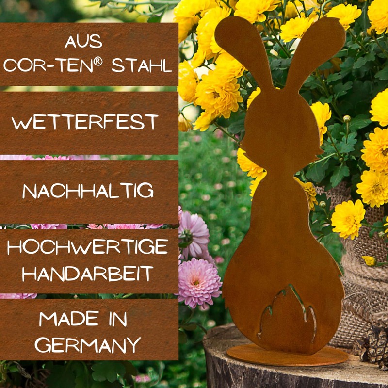 Rostikal Easter Bunny Set of 2 - Handmade Rust Metal