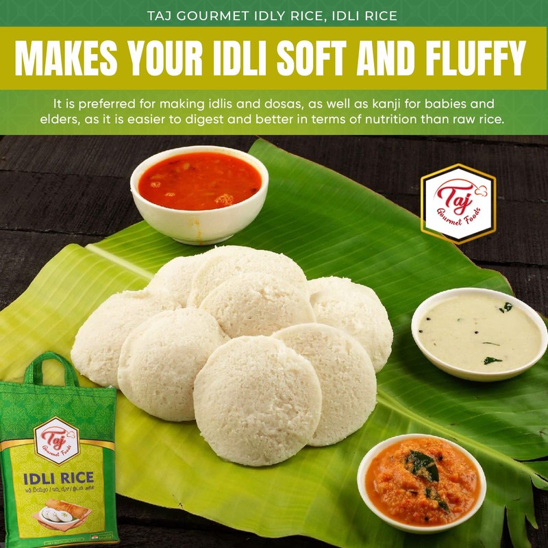 TAJ Gourmet Idly Rice, Idli Rice, Short Grain Rice, 10-Pounds
