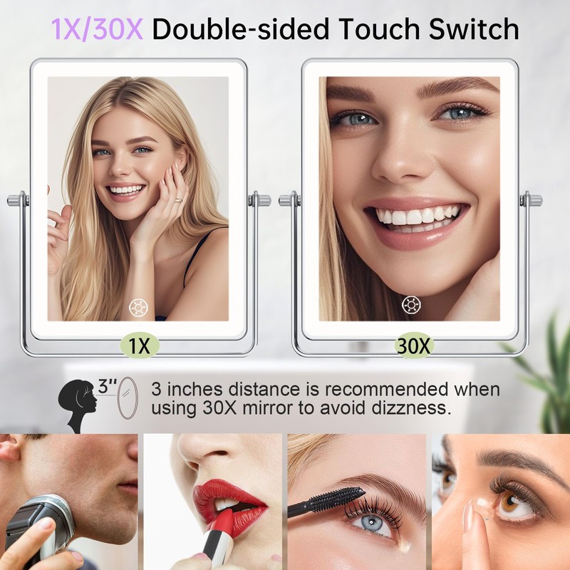 FASCINATE 5000mAh Rechargeable Wall Mounted Makeup Mirror with Lights, 8.7