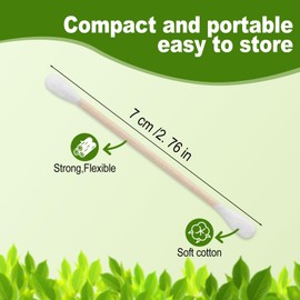 Cotton Swabs with Wooden Stick Double Round Buds,Cotton Swabs Bulk Travel Size Ear Swabs for Ears Makeup Household Cleaning Arts Crafts Pet Care (1 Count (Pack of 500))