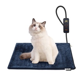 Toozey Pet Heating Pad, 6 Adjustable Temperature Heated Cat Bed with Timer, Waterproof Electric Heated Mat for Dogs and Cats, Chew Resistant Cord, Safe Indoor Use, 18x16in