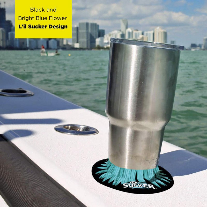 L’il Sucker Blue Flower Suction Ring Cup Drink Coaster Holder