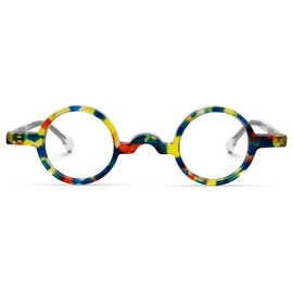 Zeelool Vintage Acetate Eyewear Round Glasses Frame with Non-prescription Clear Lens for Women and Men ZJGA490934 Colorful-Tortoise