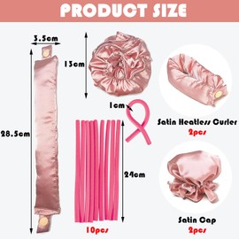 TYXHXTF 4 Stück Lockenwickler Locken Ohne Hitze, Band Lockenwickler über Nacht, Heatless Curls Band, Mit Seidenhaube, DIY Styling für Kurzes und Langes Haar, Lockenstab Kurze Haare (Rosa)