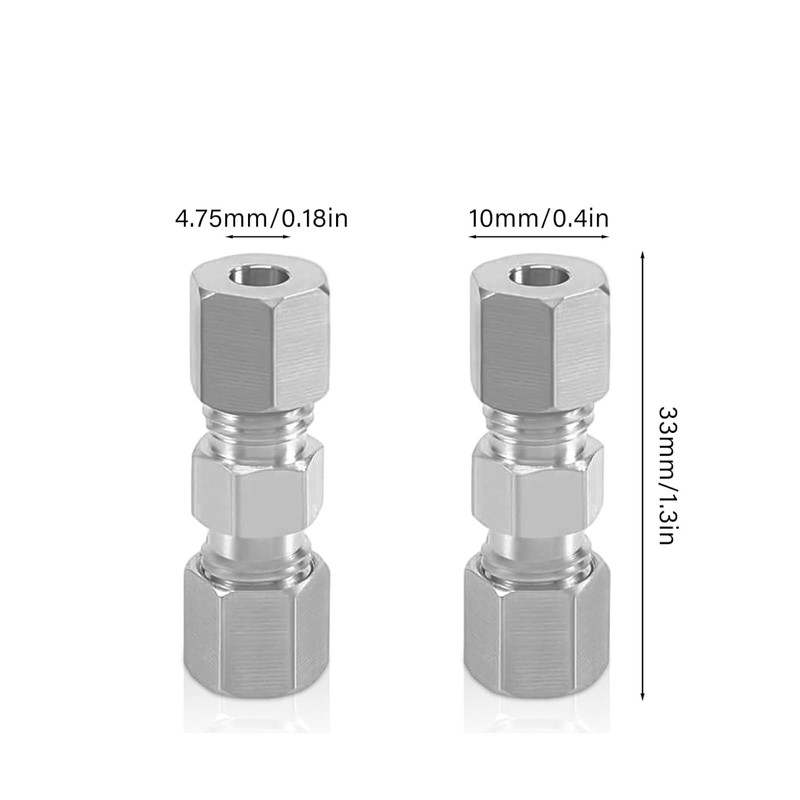 10PCS Brake Line Connector for Brake Line Without Flaring 4.75mm