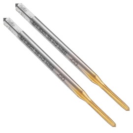 sourcing map 2pcs Straight Flute Thread Tap, M1.6 x 0.35 Metric Titanium Coated Screw Threading Tapping Tool Thread Milling Machine Taps, High-Speed Steel 6542 (HSS 6542)
