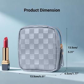 MAGEFY Neceser de Maquillaje Pequeña Mini PU Impermeable Cosmetiquera para Maquillaje para Mujeres Bolso de Viaje Esenciales con Bolsillos Deslizantes-Azul
