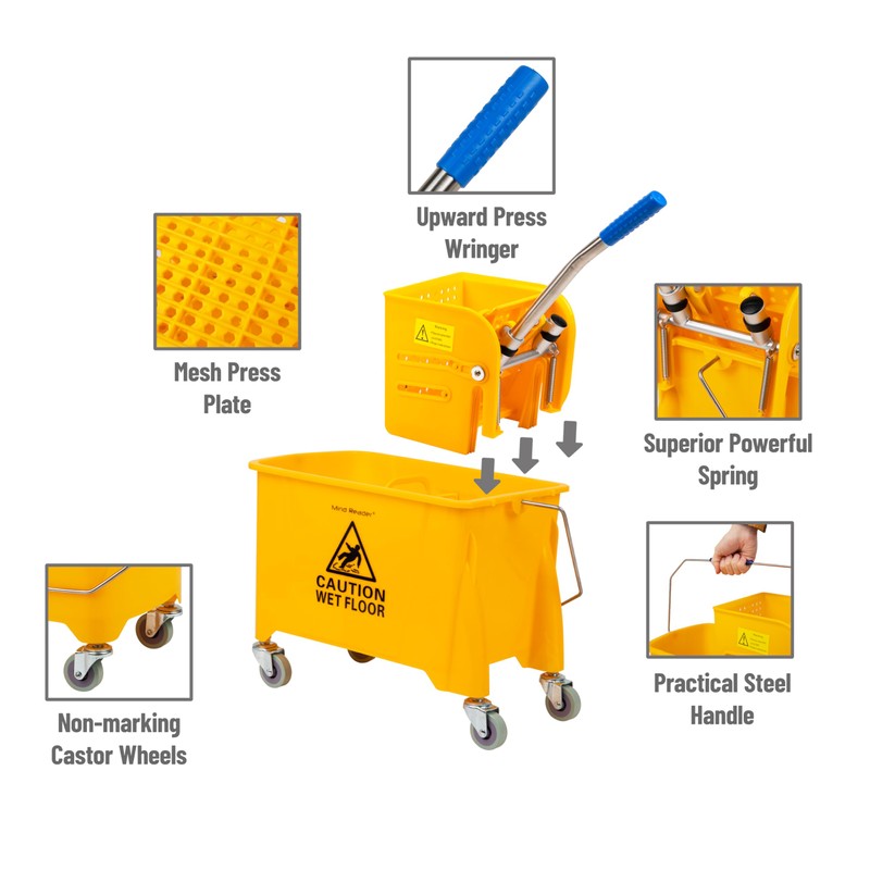 Mind Reader Mop and Bucket Set with Wringer, Mop Included,