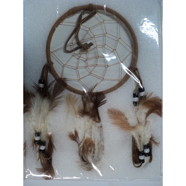NATIVE AMERICAN LEGEND OF THE DREAMCATCHER with Feathers ~ Approx 3.5" Diameter, Approx 3/4 - Foot Long