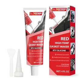 LUXFINISH RTV Silicone Gasket Maker, High Temp Silicone Sealant – Oil Resistant, Waterproof, Quick Dry Liquid for Engine Oil Pan, Valve Cover, Transmission Housing, Gearboxes, Pumps (Red, 4OZ)