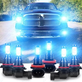 CHUSYYRAY For 2016-2018 Dodge RAM 1500 2500 3500 Led Headlight Hi/Lo+Fog light 8000K Bulbs