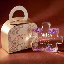 Usong Sister Birthday Gifts with Giftpack, Special Sister Acrylic Ornament 3.9x3.3x0.6 inch