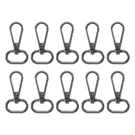 sourcing map 10Pcs Swivel Clasps, 0.8 Inch Oval Ring Lobster Clasp Claw Metal Push Gate Snap Hook for Purse Making Keychain Belt Strap, Black