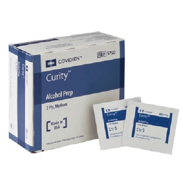 Alcohol Prep Pad Curity Isopropyl Alcohol, 70% Individual Packet Medium Sterile Case of 4000 by COVIDIEN