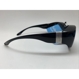 Foster Grant S38 Solar Shield POLARIZED  Fits Over Sunglasses FO-029 BLK GRY AZT BLACK