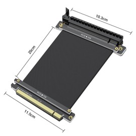 PCI Express 3.0 16X Extender Riser Cable, Anti-interference EMI Material, Black, 180 Degree Cable, 200 mm