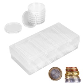 60 PCS 41mm Coin Holder, Clear Coin Holder Capsules Coin Holder Case Clear Coin Storage Box with Round Coin Capsules for Coin Collection Supplies