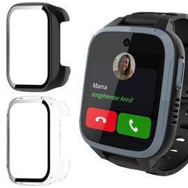 Vanrain Case for Xplora XGO 3, 2 pieces, 360° all-round PC case with protective film, glass bumper, full cover, protective case, black and transparent