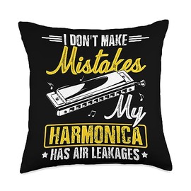Harmonica Player Harmonica Set for Beginners Musician Throw Pillow