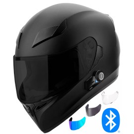 GDM Full Face GDM Ghost Motorcycle Helmet + Bluetooth Headset+ 3 shields - L
