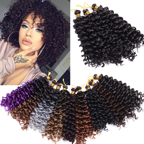 6 Bundles Hair Extensions Afro Braiding Hair Piece Like Real Hair Water Wave Marlybob Jerry Curl Crochet Weaving Braids Cheap Hair Extensions 20 cm Dark Brown