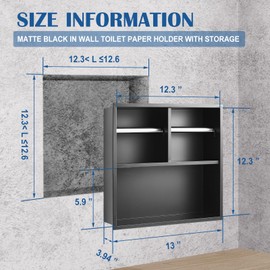 Maxdot Recessed Dual Toilet Roll Holder, Matte Black in Wall Toilet Paper Holder with Storage, Bathroom Wall Niche Shelf, 304 Stainless Steel, Brushed Nickel