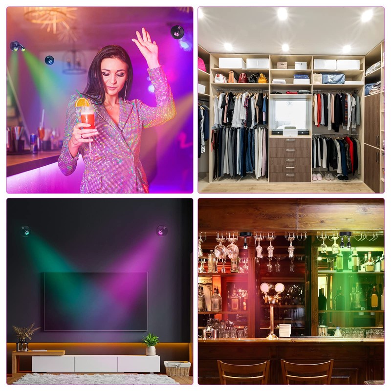 Tuanse 4 Pcs Dual Head RGB Spotlight and 4 Pcs