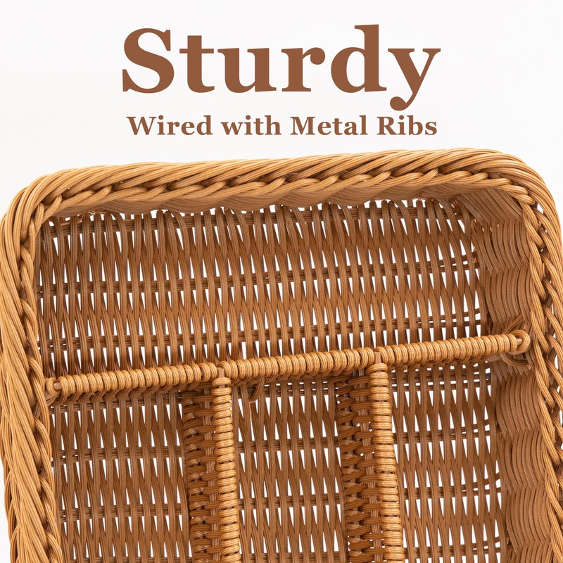 myHomeBody Rectangle Wicker Utensil Holder | Utensil Organizer | Cutlery